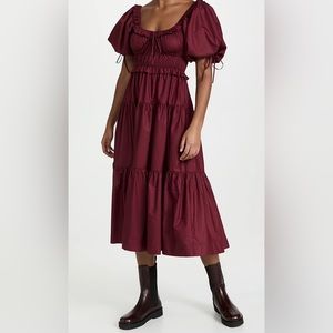 En Saison Poplin Tiered Midi Dress